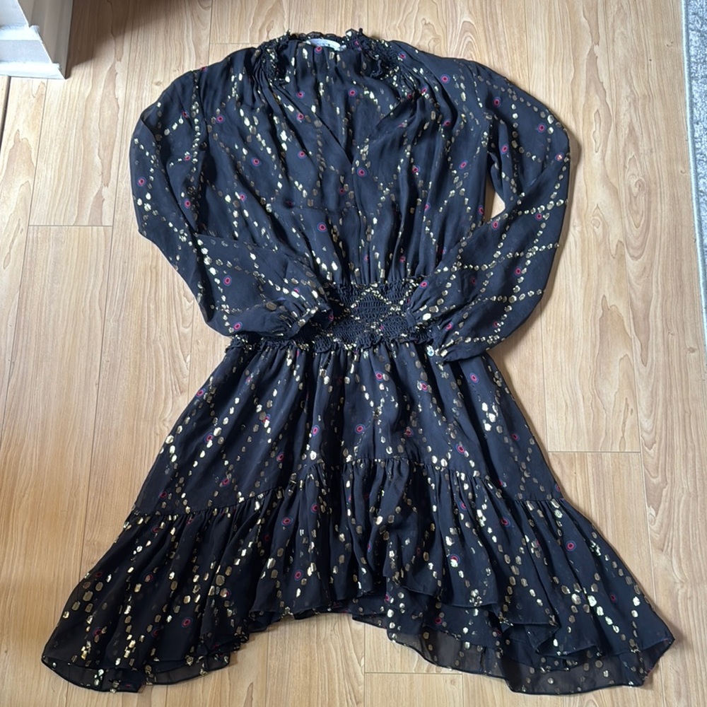 A.L.C. Black Dress with Gold and Red Accents